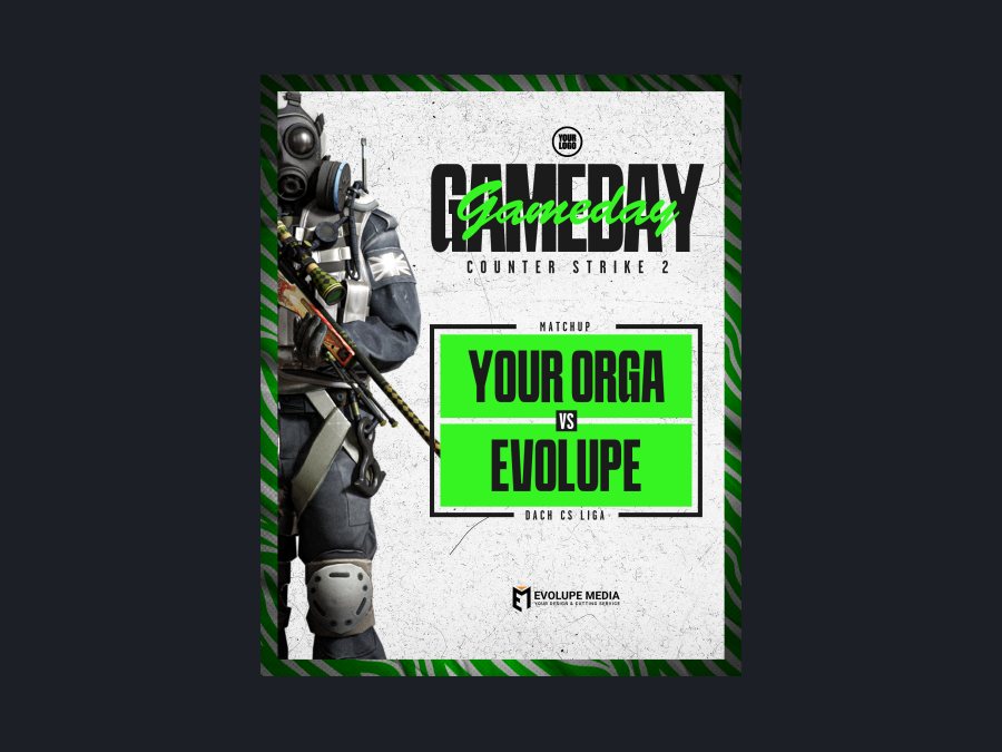 Gameday-Poster – Weiß/Neon-Grün Tactical